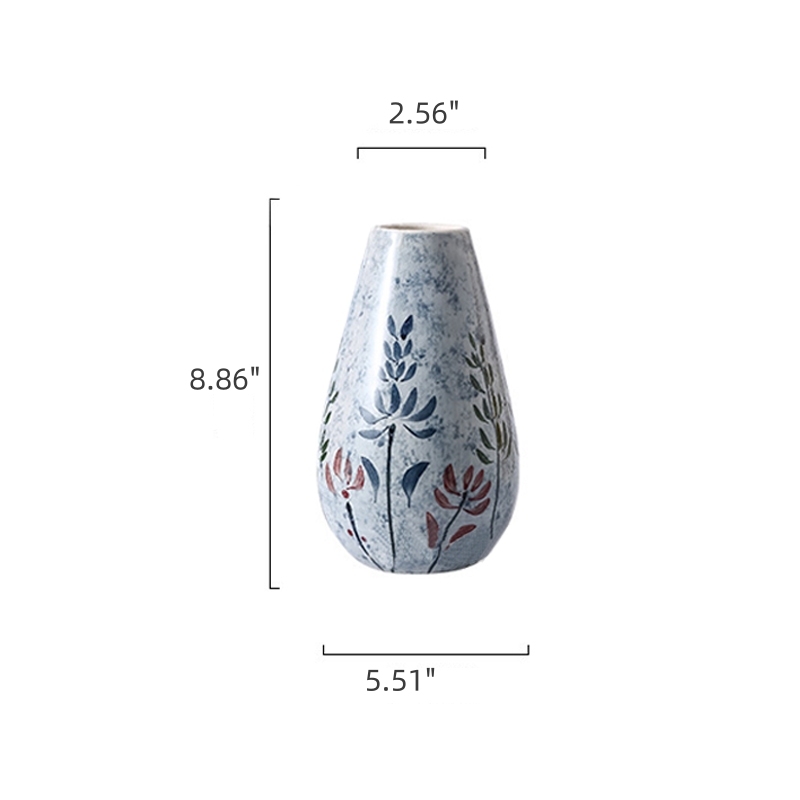 Ice Cracked Glaze Hand Painted Ceramic Pitcher Vase Set in Classic Shape