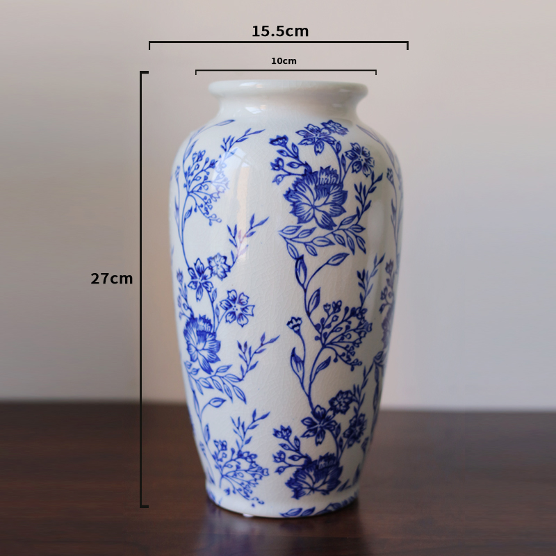 Chinoserie Blue and White Tangled Flower Small Medium Big Ceramic Vases for Home Decor