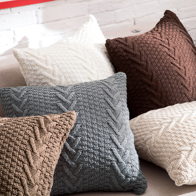 Warm Acrylic Weave Knitted Throw Pillow Cover 45*45cm for Sofa Living Room