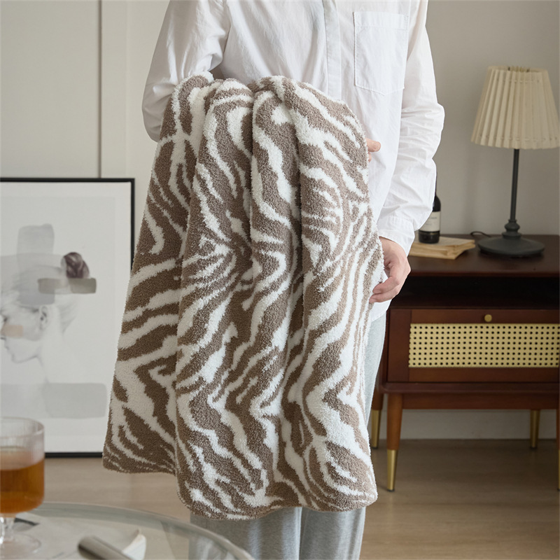 Fluffy Zebra Pattern Design Large Size Blanket Throws For Sofa Home Decoration