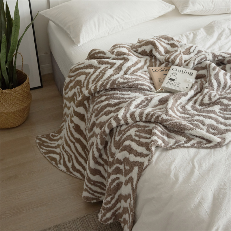 Fluffy Zebra Pattern Design Large Size Blanket Throws For Sofa Home Decoration