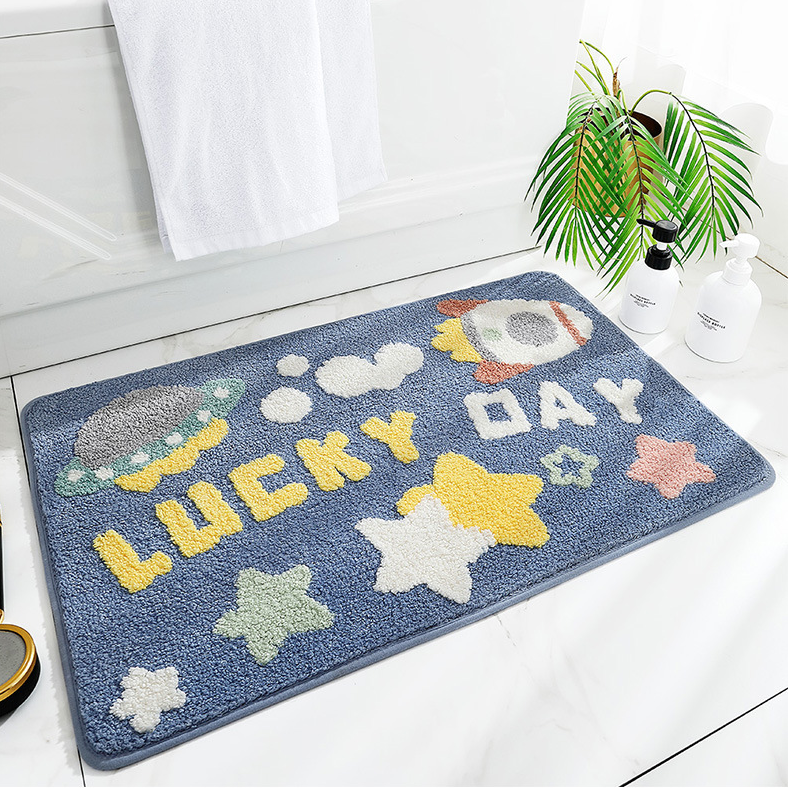 Cute Planet Pattern Series - Absorbent Bath Mat- Nonslip Bathroom Floor Mat Indoor Entrance Doormat Bathroom Rug Carpet for Bathroom Bath Kitchen 40x60cm | 50*80cm