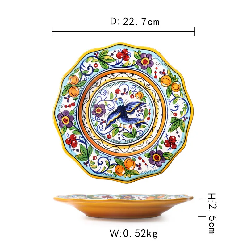 Hand-painted Creative Irregular Bohemian Porcelain Dish Dinner Salad Charger Plate