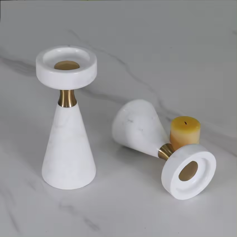 Volakas / Portoro Marble Candle Holders Candlestick Holders for Table Centerpieces Decoration