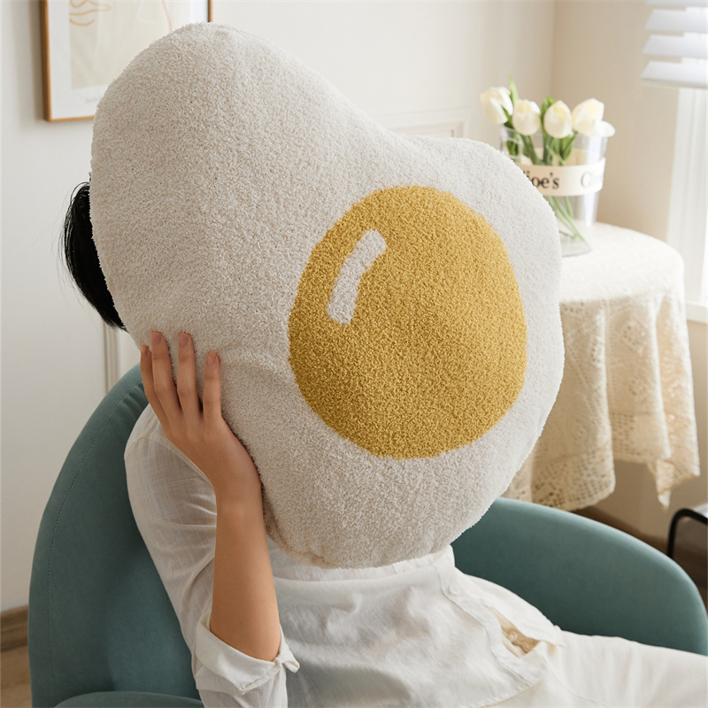 Fried Heart Shaped Egg Polyester Fluffy Pillow for Sofa Bed Couch Decoration