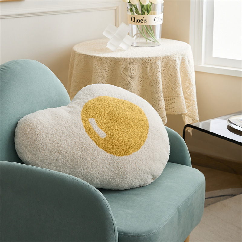 Fried Heart Shaped Egg Polyester Fluffy Pillow for Sofa Bed Couch Decoration