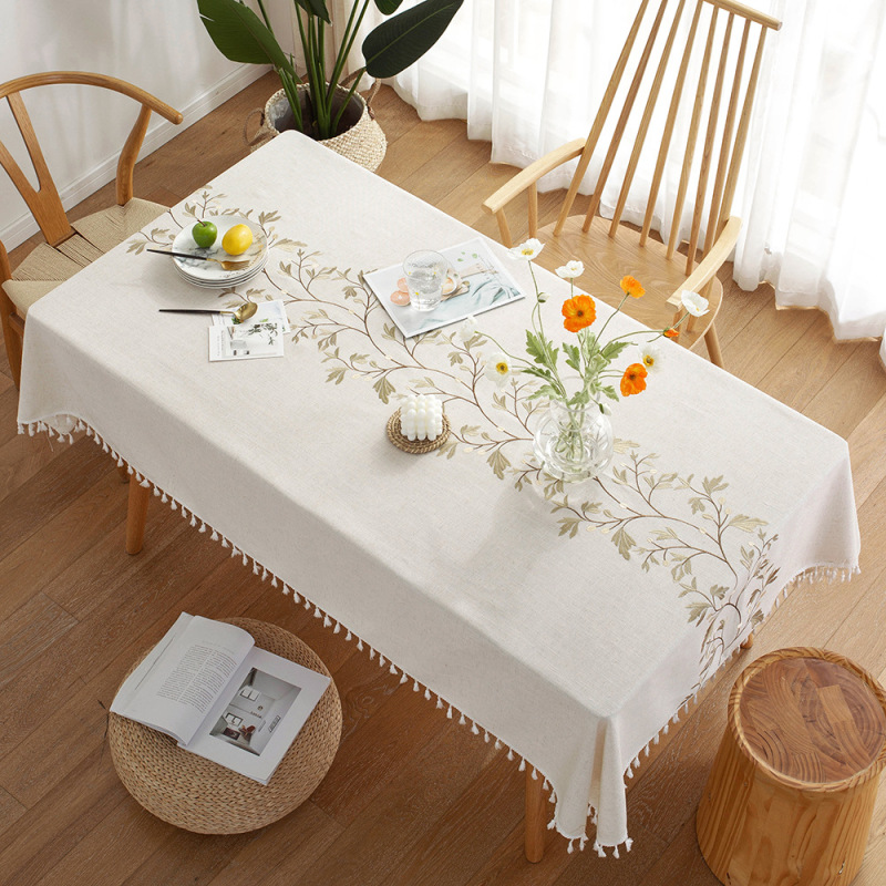 Rectangle and Square Table Cloth Polyester Cotton Tablecloth, Farmhouse Dining Room Tablecloths Wrinkle Free Table Cover for Tea Party-Multi Size Selection
