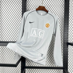 Retro Manchester United Grey Goalkeepe Long Sleeve 2007/08 season Football Jersey Sports shirt