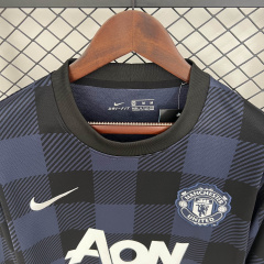 Retro Manchester United Away Long Sleeve 2013/14 Season Football Jersey Sports Shirt