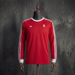 Manchester United x Adidas Originals Retro Long Sleeve Jersey Red White Football Shirt S-XXL