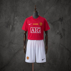 Retro Kids Kit Manchester United 07-08 Home (Champions League Version) Jersey Size 16-28