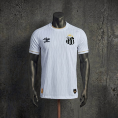 2026 Santos FC White Wavy Texture Player Version Soccer Jersey Umbro Gold Trim Away Match Shirt S-XXL