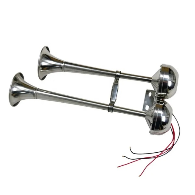 304 stainless steel single twin electric trumpet horn, low tone DC 12V/24V ,electric marine boat horn