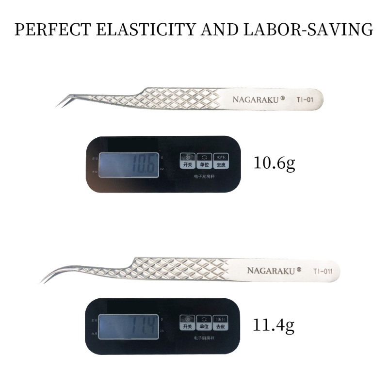 NAGARAKU Eyelash Extension Tweezers Makeup Titanium Alloy High Quality Perfect Elasticity Labor-saving Professional Tweezers