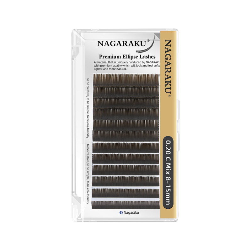 NAGARAKU Ellipse Eyelashes With Split Tips 12 Lines Dark Brown Premium High Quality Super Soft and Gentle