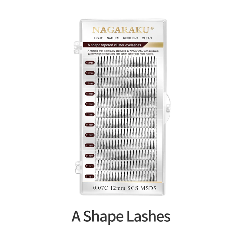 NAGARAKU Spikes Cluster Lashes A Shape Tapered Flat Base Lashes  Fish Tail Lashes Self Grafting Eyelashes Makeup