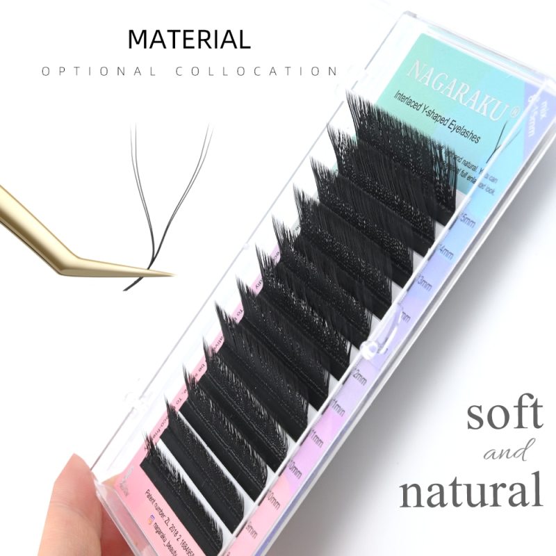 NAGARAKU YY Shape L LU（M）Curl Eyelash Extension Hand Woven Premium Soft Light Natural Lashes Makeup Mesh Net Cross Eyelashes