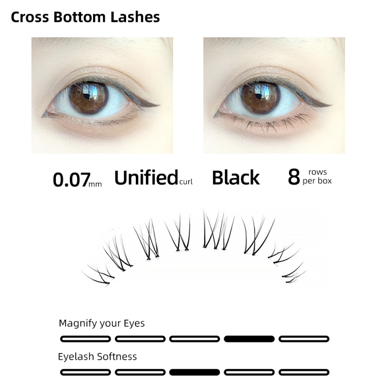 NAGARAKU Cross Bottom Lashes  Self Grafting Eyelashes Makeup DIY Lashes