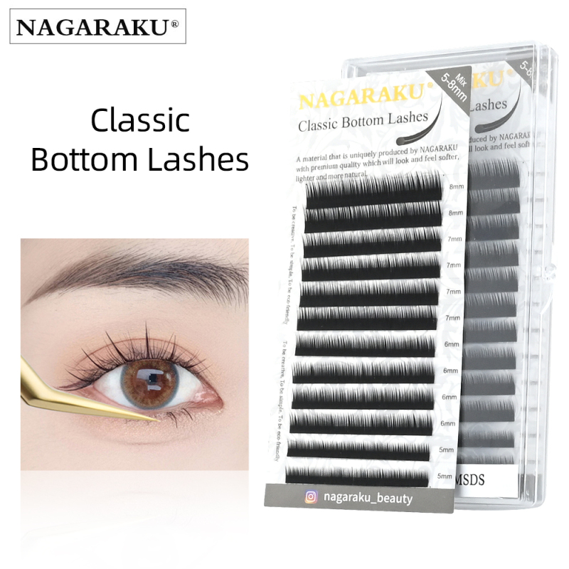 NAGARAKU Classic Bottom Eyelash Extension Mix 5-8mm Matte Black 12 Lines