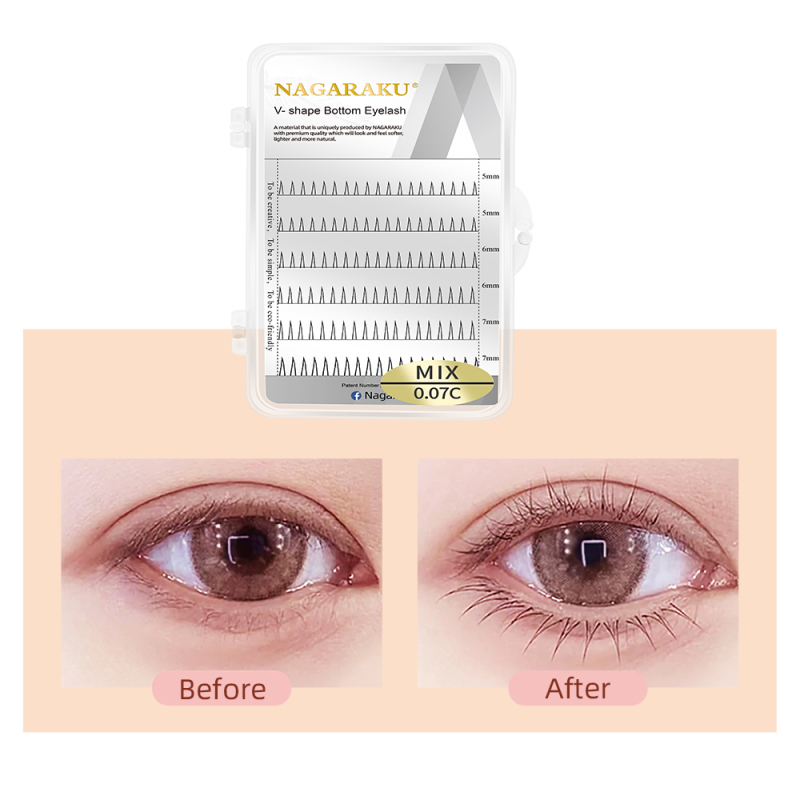 NAGARAKU V-shaped Bottom Eyelash Extension Mix 5-7mm 6 Lines per Tray