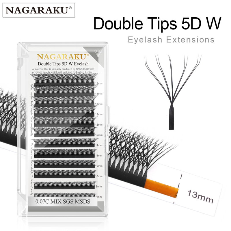 NAGARAKU Double Tips 5D W Eyelash Extension 12 Lines Matte Black