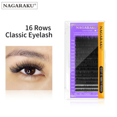 NAGARAKU Classic Individual Eyelash Extension Matte Black 16 Lines per Tray Super Soft Gentle