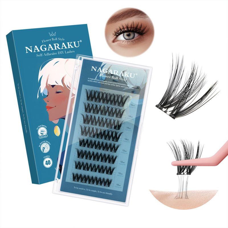 NAGARAKU DIY Grafting Lashes Self Adhesive NO Glue Needed Cluster Lash