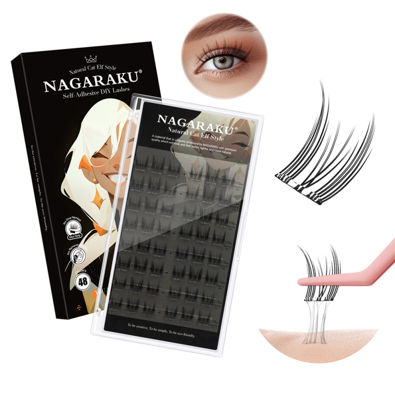 NAGARAKU DIY Grafting Lashes Self Adhesive NO Glue Needed Cluster Lash