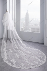 Two layers scallop Lace Veil with Delicate Floral Scatter