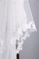 Two layers scallop Lace Veil with Delicate Floral Scatter