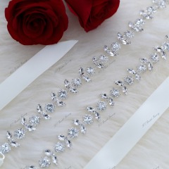 Wholesale Sparkly Rhinestones Satin Ties Sash