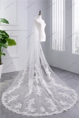 Two layers scallop Lace Veil with Delicate Floral Scatter