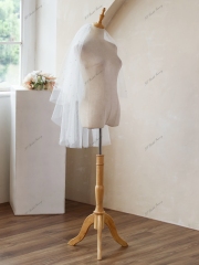 Finger Tips Two Layers Pearls Glitter Wedding Veils