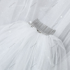 137 Inch Pearl Glitter Wedding Veils