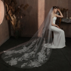 118 Inch Floral Print Wedding Veil