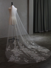 118 Inch Floral Print Wedding Veil