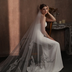 118 Inch Floral Print Wedding Veil