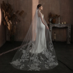 118 Inch Floral Print Wedding Veil