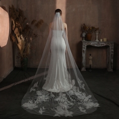 118 Inch Floral Print Wedding Veil