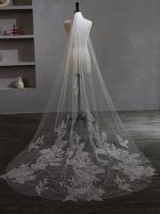 118 Inch Floral Print Wedding Veil