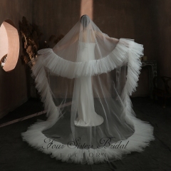 100 Inch Ruffled Tulle Edge Wedding Veil
