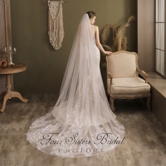 Floral Applique Lace Bridal Veils