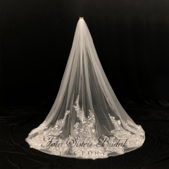 Floral Applique Lace Bridal Veils