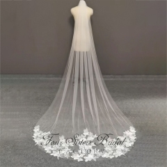 106 Inch Floral Lace Train Veil