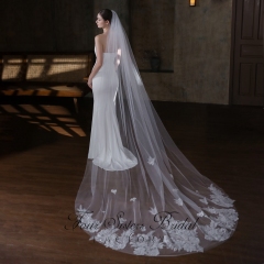 118 Inch Sequin Floral Lace Veil
