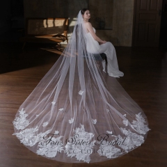 118 Inch Sequin Floral Lace Veil