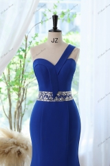 Gorgeous Mermaid Floor Length Prom Gown With One-shoulder And Crystal Beaded Waistband