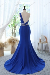 Gorgeous Mermaid Floor Length Prom Gown With One-shoulder And Crystal Beaded Waistband