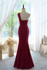 Fit And Flare Crepe Prom Gown With One Shoulder