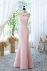 Fit And Flare Crepe Prom Gown With One Shoulder